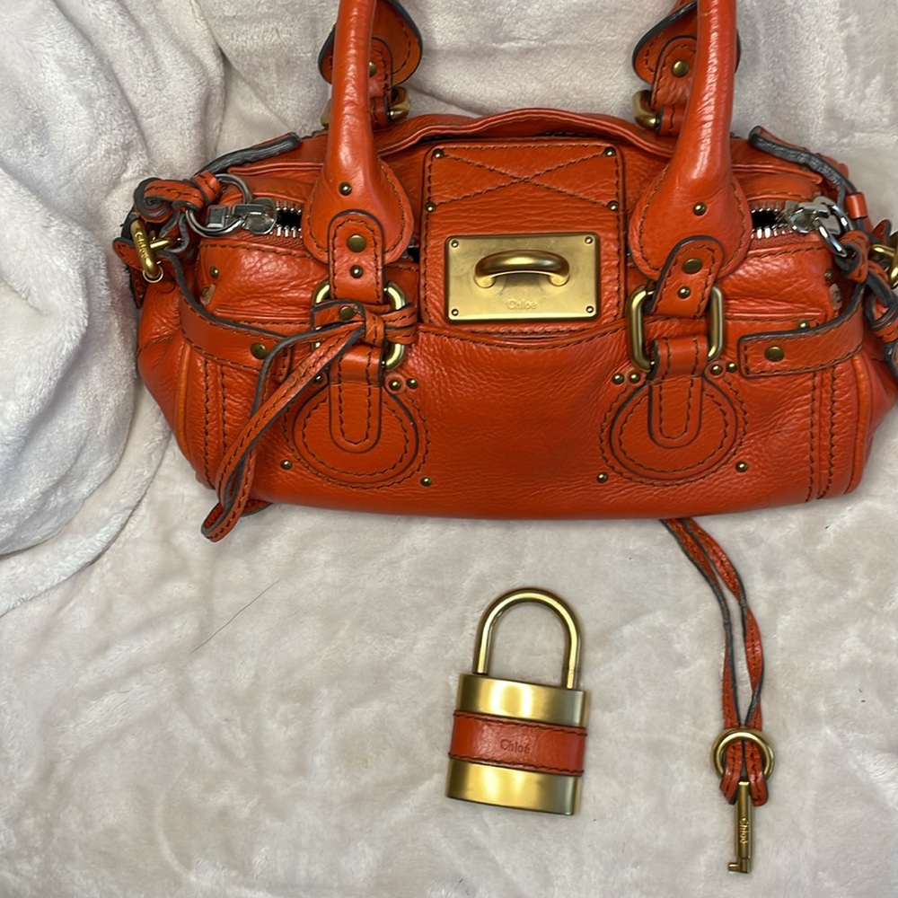 Chloe Orange Leather Satchel - Picture 12 of 12